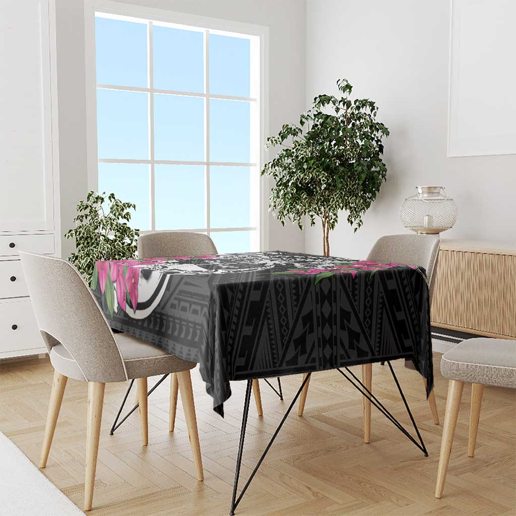Guam Chamorro Tablecloth Bougainvillea Black Polynesian Tribal Pattern