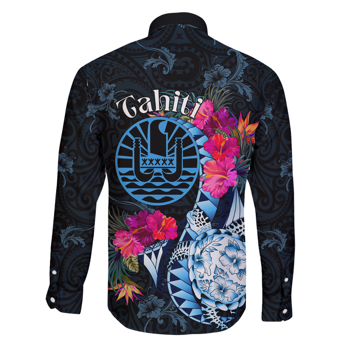 Tahiti Ia Orana Family Matching Summer Maxi Dress and Hawaiian Shirt Polynesian Turtle With Coat Of Arms LT05 - Polynesian Pride