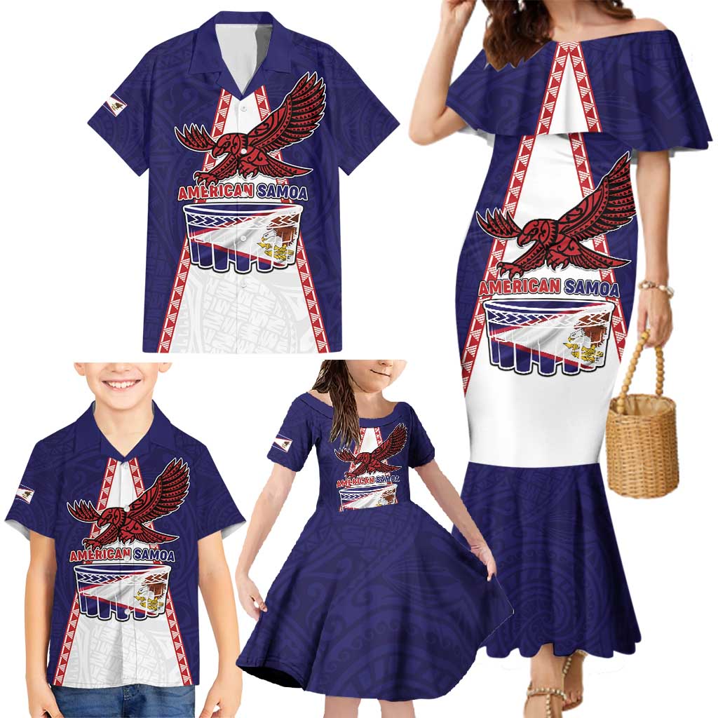 Personalised American Samoa Flag Day Family Matching Mermaid Dress and Hawaiian Shirt Flag Style LT05 - Polynesian Pride