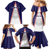 Personalised American Samoa Flag Day Family Matching Mermaid Dress and Hawaiian Shirt Flag Style LT05 - Polynesian Pride