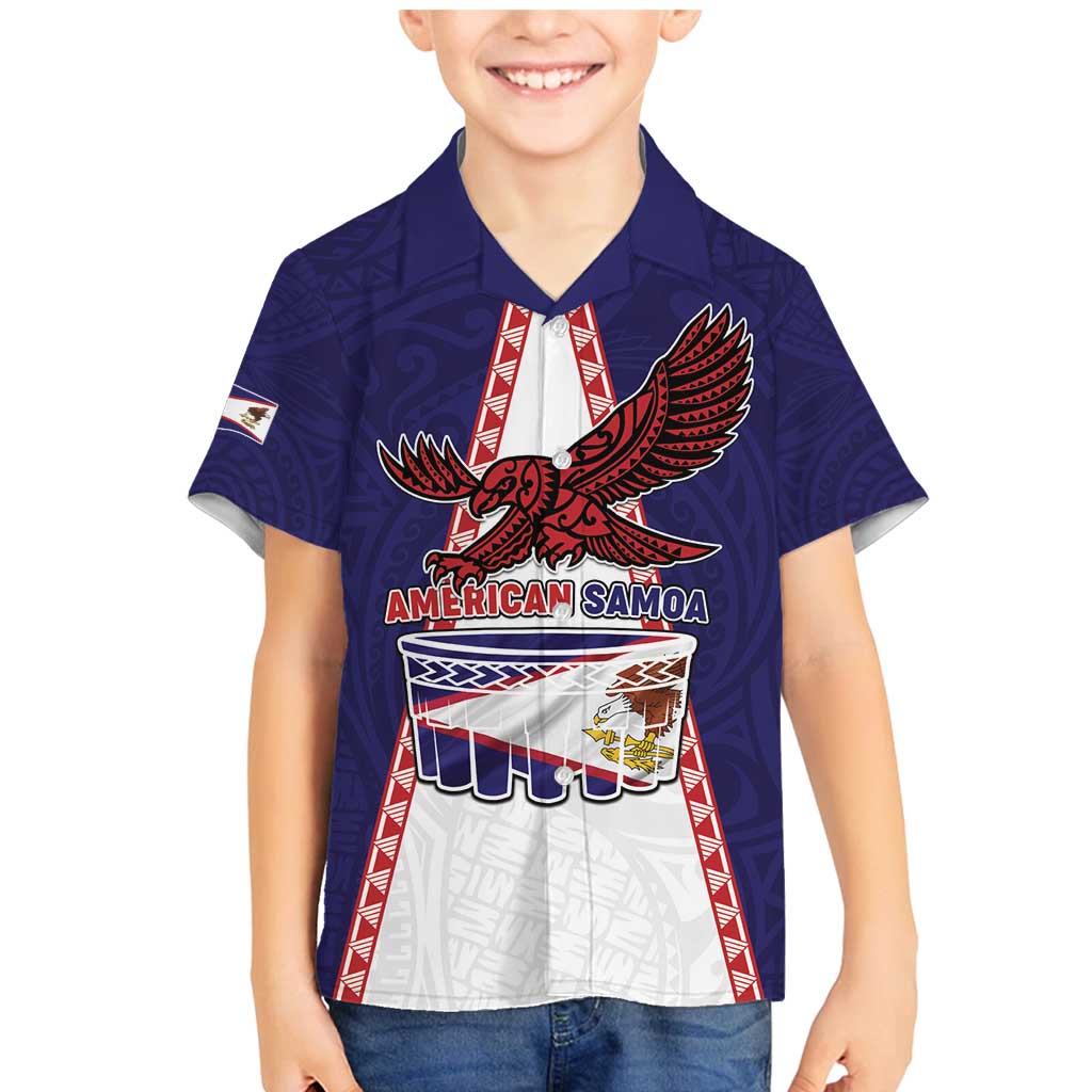 Personalised American Samoa Flag Day Family Matching Mermaid Dress and Hawaiian Shirt Flag Style LT05 Son's Shirt Blue - Polynesian Pride