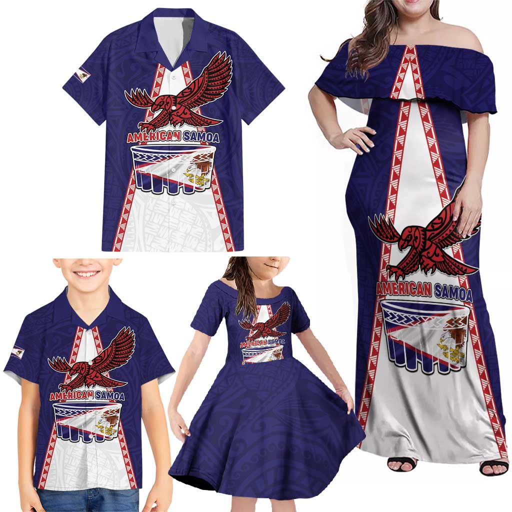 Personalised American Samoa Flag Day Family Matching Off Shoulder Maxi Dress and Hawaiian Shirt Flag Style LT05 - Polynesian Pride