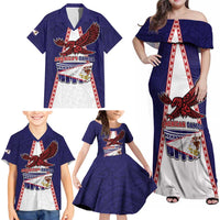 Personalised American Samoa Flag Day Family Matching Off Shoulder Maxi Dress and Hawaiian Shirt Flag Style LT05 - Polynesian Pride