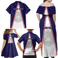 Personalised American Samoa Flag Day Family Matching Off Shoulder Maxi Dress and Hawaiian Shirt Flag Style LT05 - Polynesian Pride