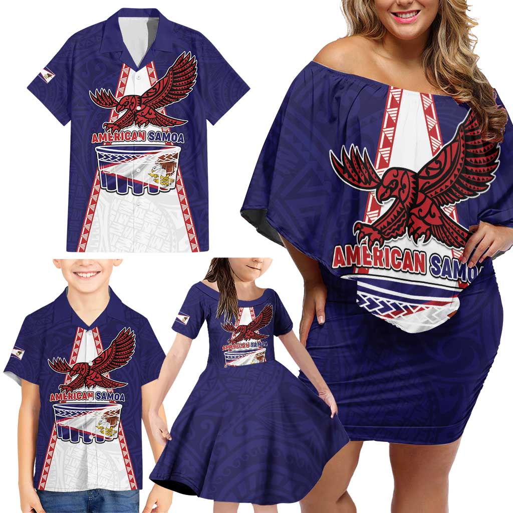 Personalised American Samoa Flag Day Family Matching Off Shoulder Short Dress and Hawaiian Shirt Flag Style LT05 - Polynesian Pride