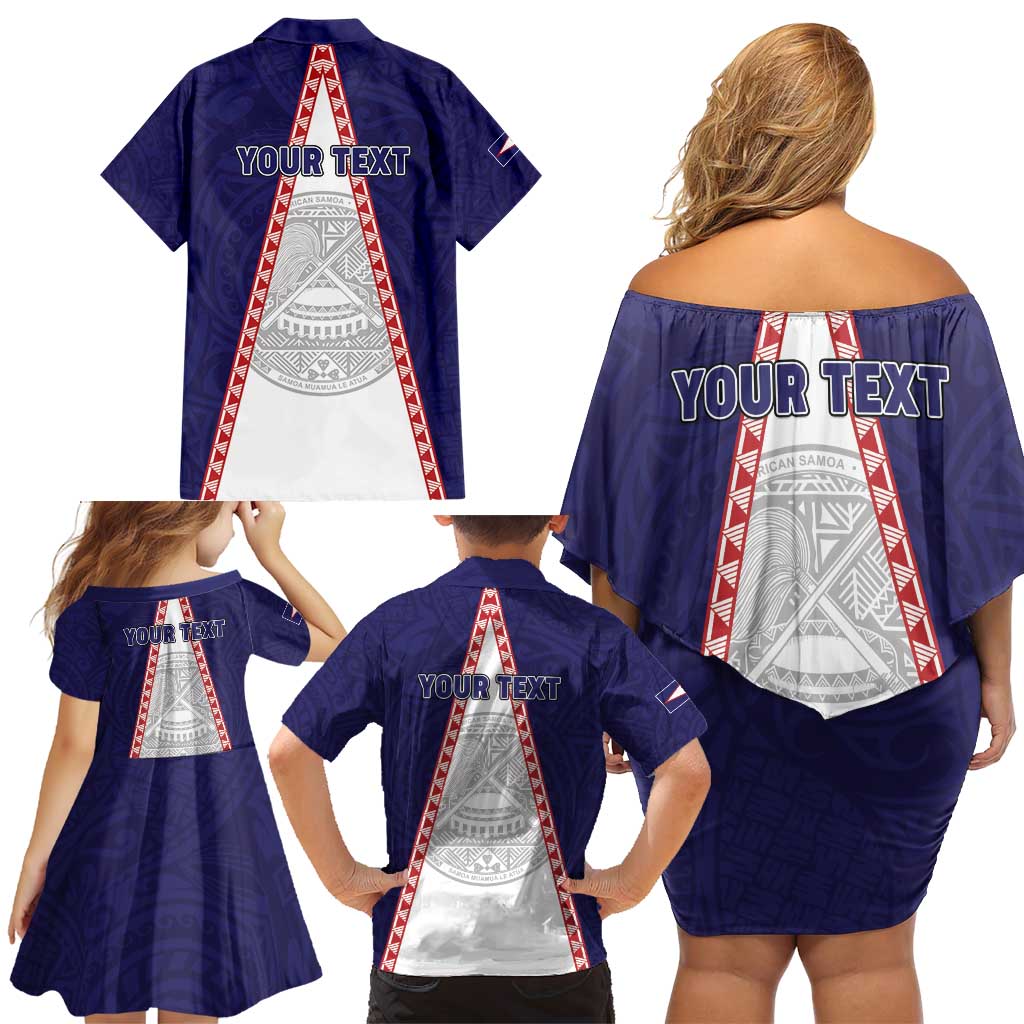 Personalised American Samoa Flag Day Family Matching Off Shoulder Short Dress and Hawaiian Shirt Flag Style LT05 - Polynesian Pride