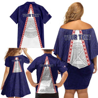 Personalised American Samoa Flag Day Family Matching Off Shoulder Short Dress and Hawaiian Shirt Flag Style LT05 - Polynesian Pride