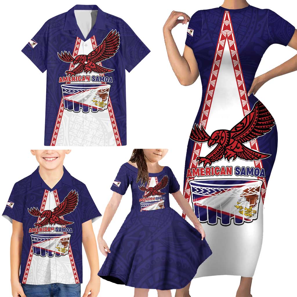 Personalised American Samoa Flag Day Family Matching Short Sleeve Bodycon Dress and Hawaiian Shirt Flag Style LT05 - Polynesian Pride