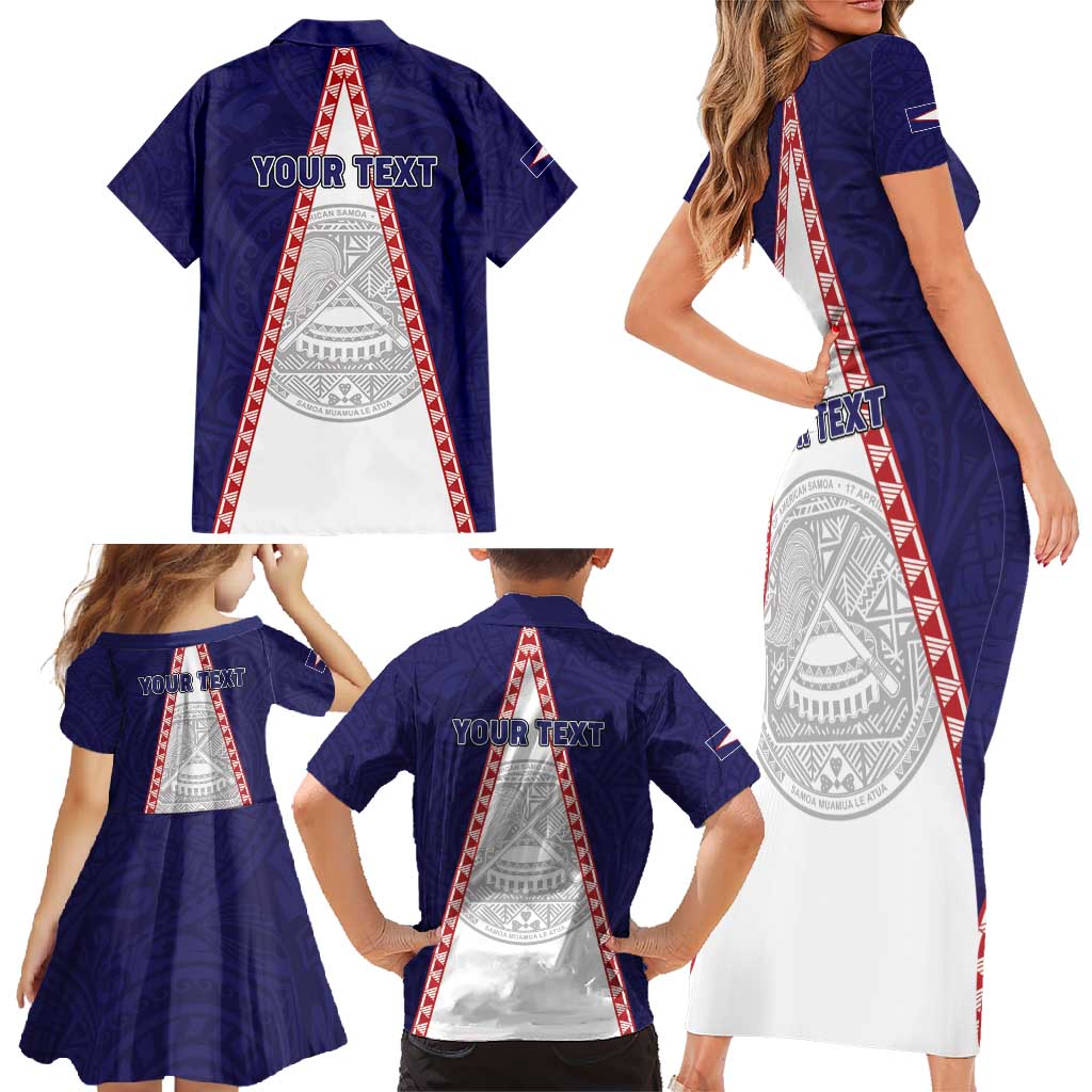Personalised American Samoa Flag Day Family Matching Short Sleeve Bodycon Dress and Hawaiian Shirt Flag Style LT05 - Polynesian Pride