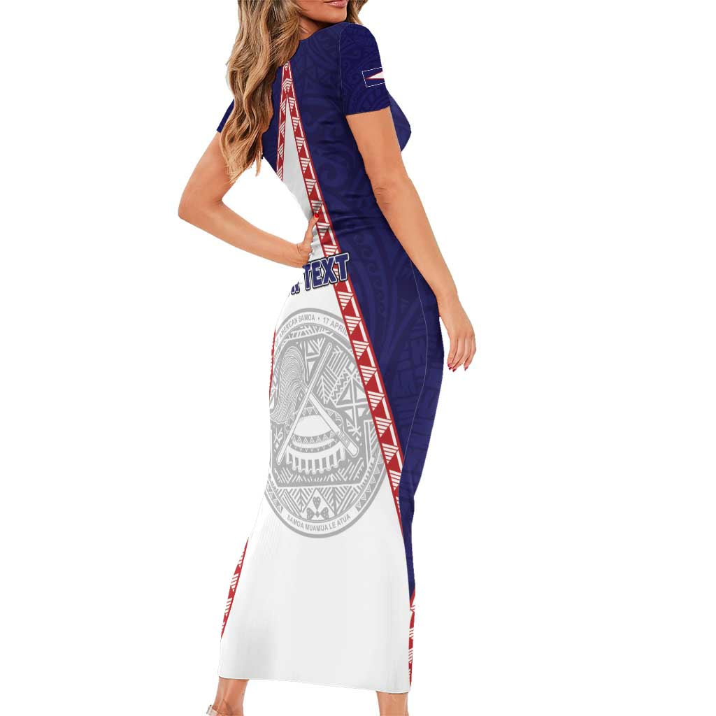 Personalised American Samoa Flag Day Family Matching Short Sleeve Bodycon Dress and Hawaiian Shirt Flag Style LT05 - Polynesian Pride