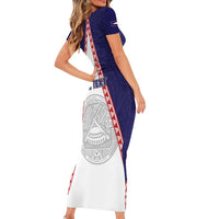 Personalised American Samoa Flag Day Family Matching Short Sleeve Bodycon Dress and Hawaiian Shirt Flag Style LT05 - Polynesian Pride