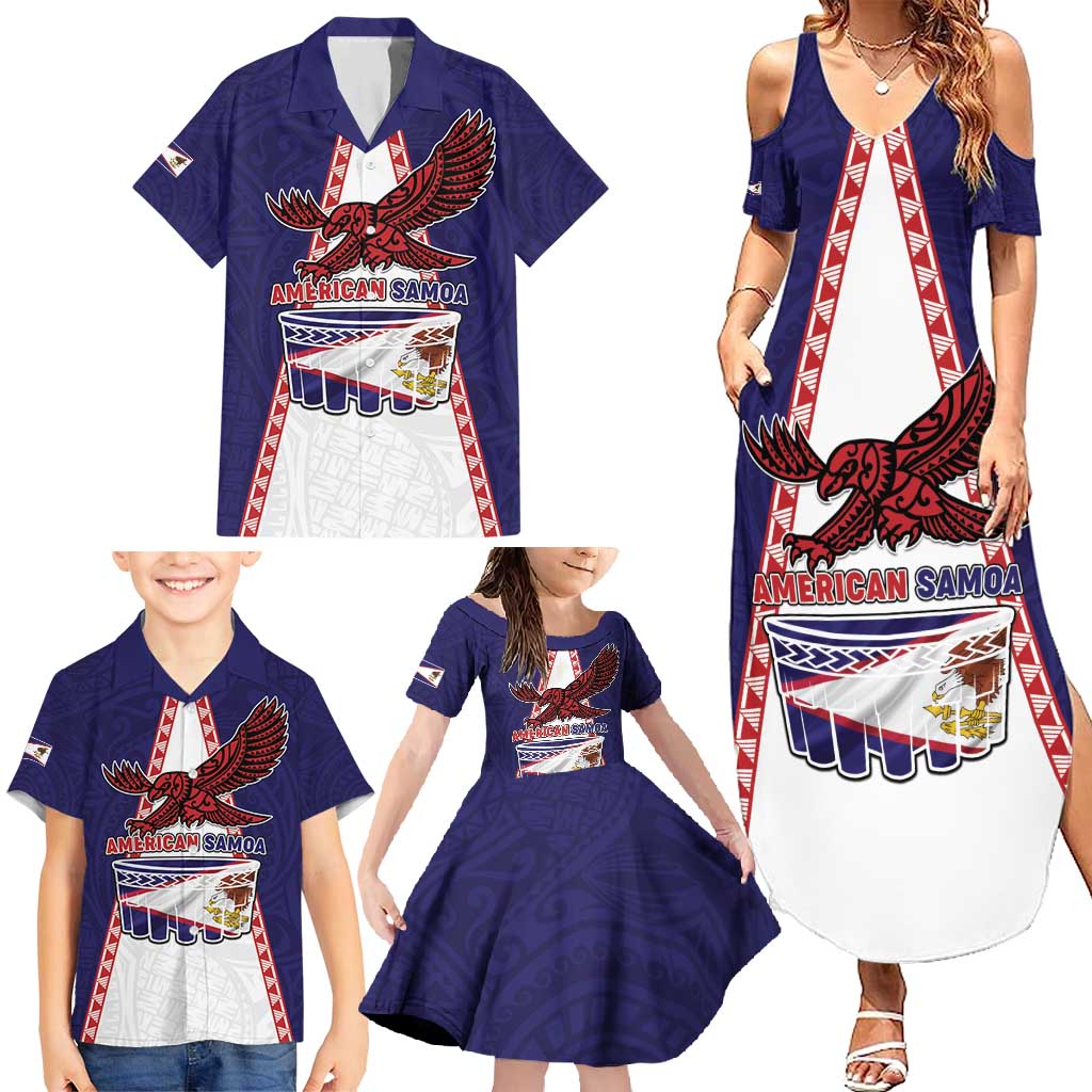 Personalised American Samoa Flag Day Family Matching Summer Maxi Dress and Hawaiian Shirt Flag Style LT05 - Polynesian Pride