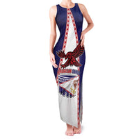 Personalised American Samoa Flag Day Family Matching Tank Maxi Dress and Hawaiian Shirt Flag Style LT05 Mom's Dress Blue - Polynesian Pride