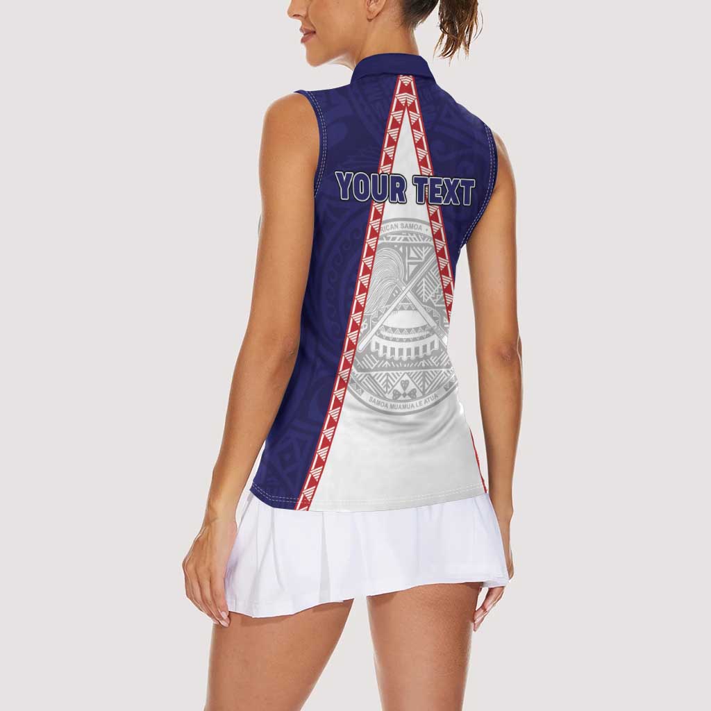 Personalised American Samoa Flag Day Women Sleeveless Polo Shirt Flag Style