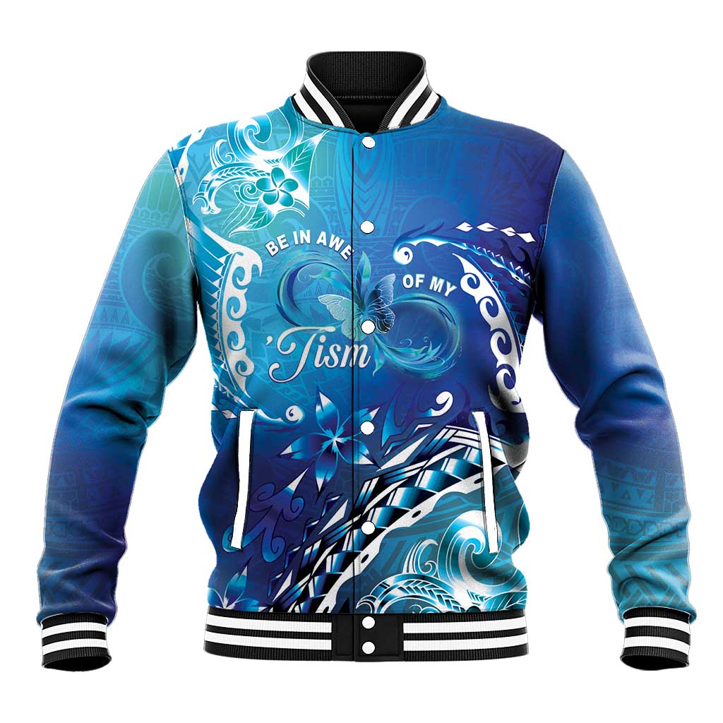 Polynesia Autism Awareness Baseball Jacket Be In Awe Of My 'Tism