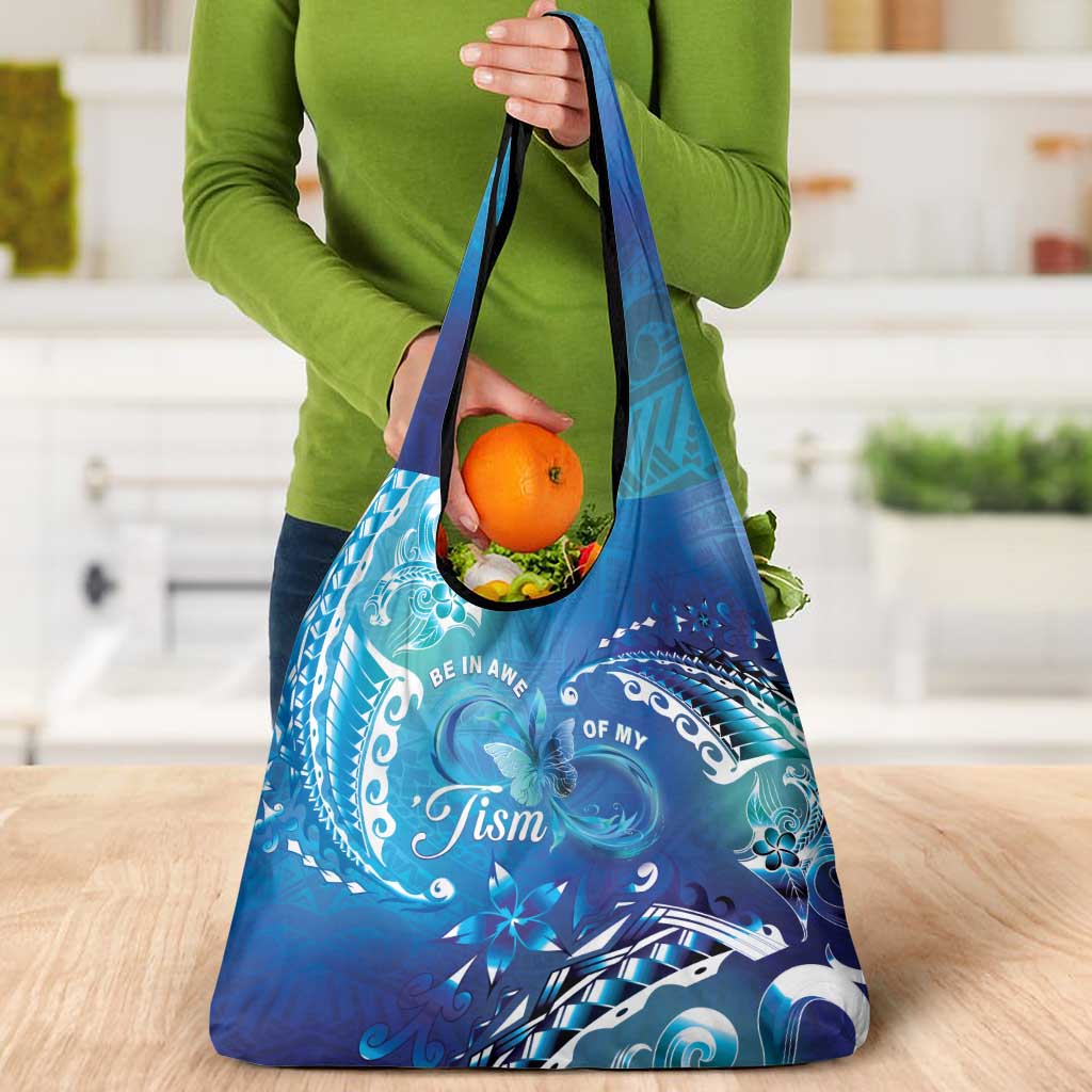 Polynesia Autism Awareness Grocery Bag Be In Awe Of My 'Tism