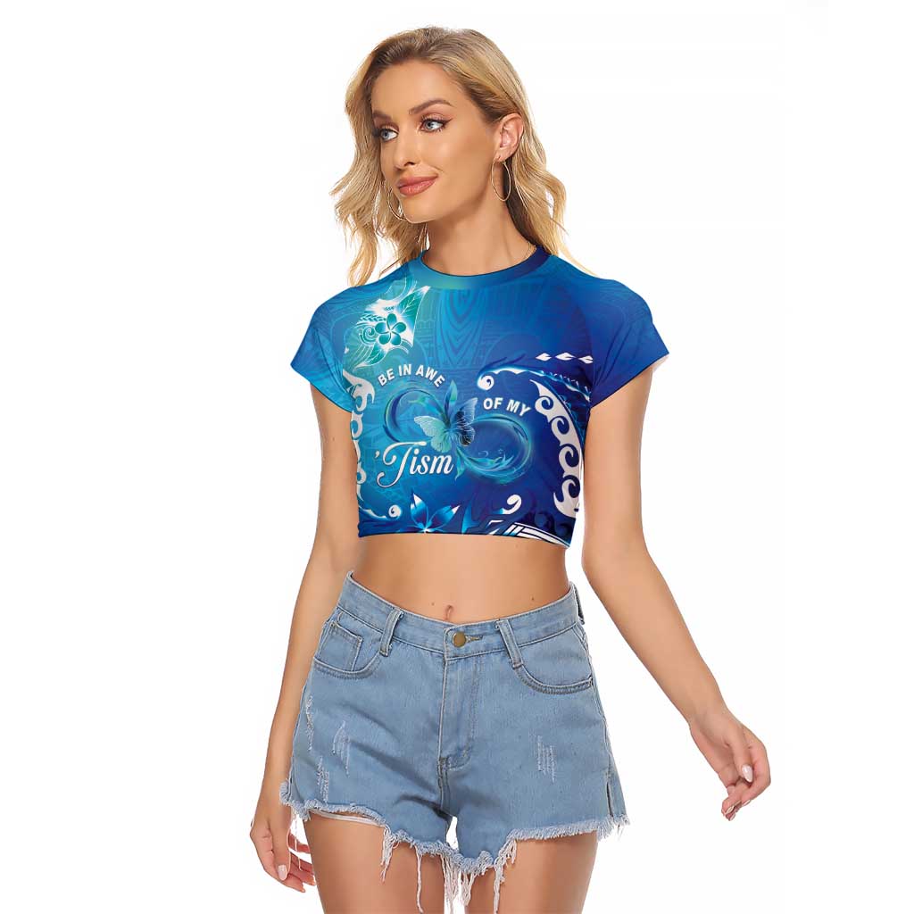 Polynesia Autism Awareness Raglan Cropped T Shirt Be In Awe Of My 'Tism