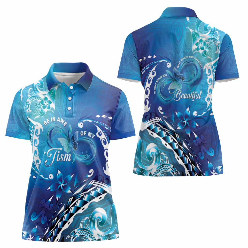 Polynesia Autism Awareness Women Polo Shirt Be In Awe Of My 'Tism