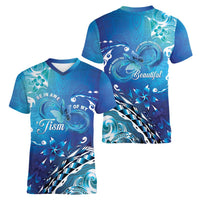Polynesia Autism Awareness Women V-Neck T-Shirt Be In Awe Of My 'Tism