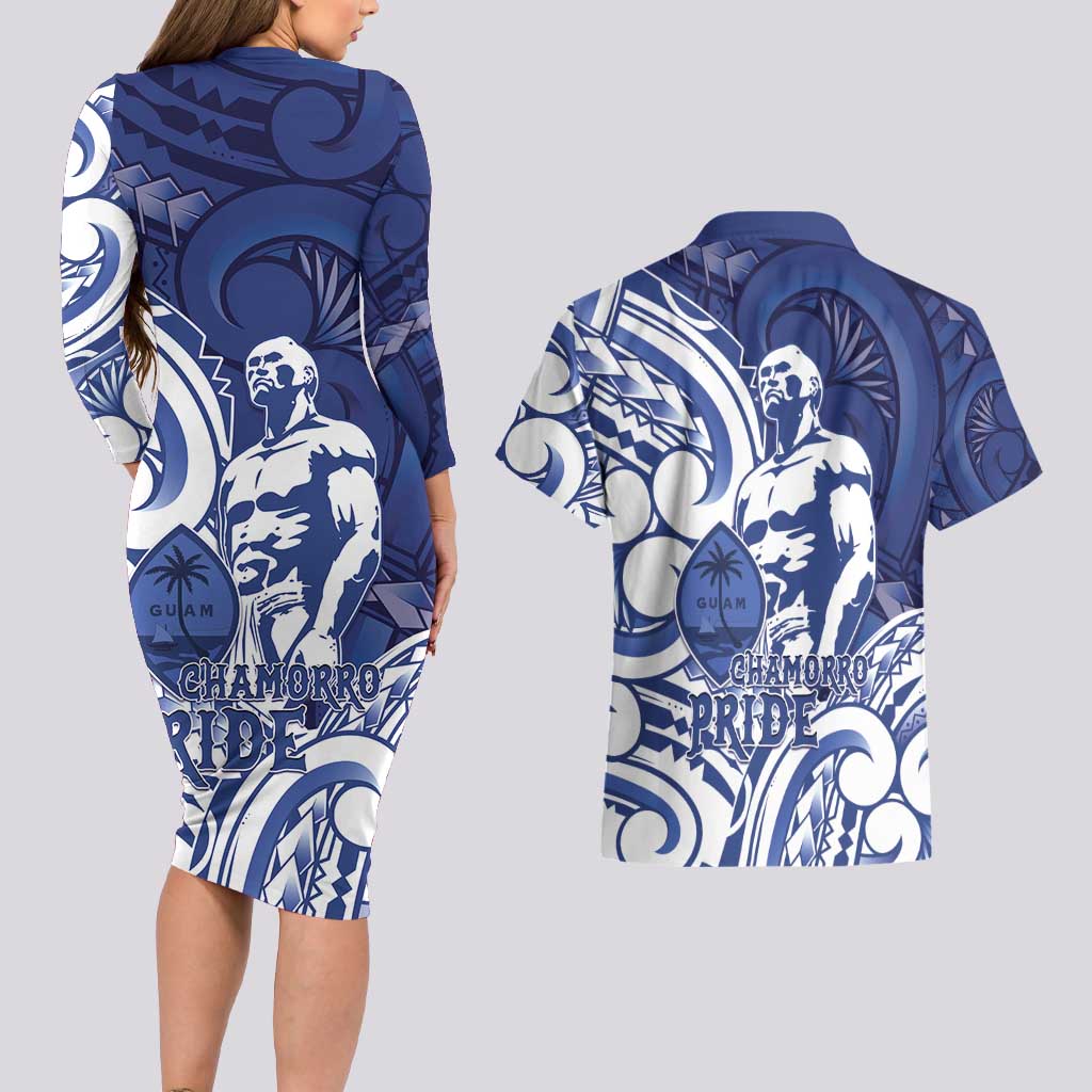 Guam Chief Kepuha Couples Matching Long Sleeve Bodycon Dress and Hawaiian Shirt Chamorro Pride LT05 - Polynesian Pride