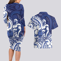 Guam Chief Kepuha Couples Matching Long Sleeve Bodycon Dress and Hawaiian Shirt Chamorro Pride LT05 - Polynesian Pride