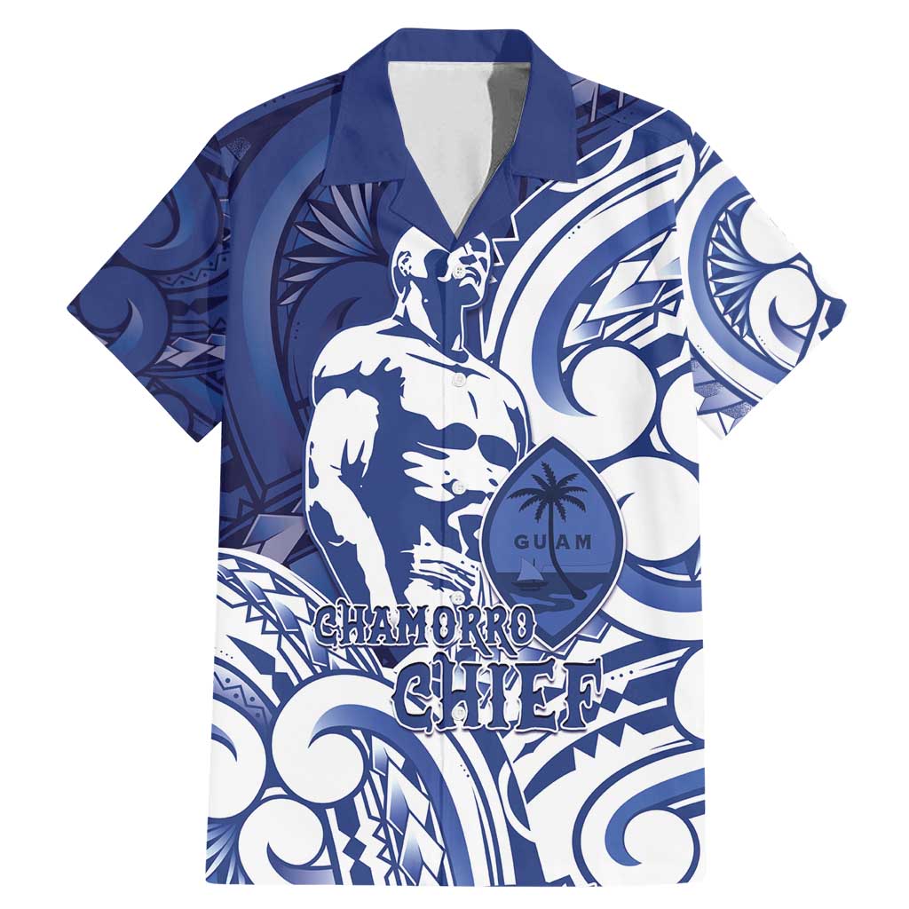 Guam Chief Kepuha Family Matching Mermaid Dress and Hawaiian Shirt Chamorro Pride LT05 Dad's Shirt - Short Sleeve Blue - Polynesian Pride
