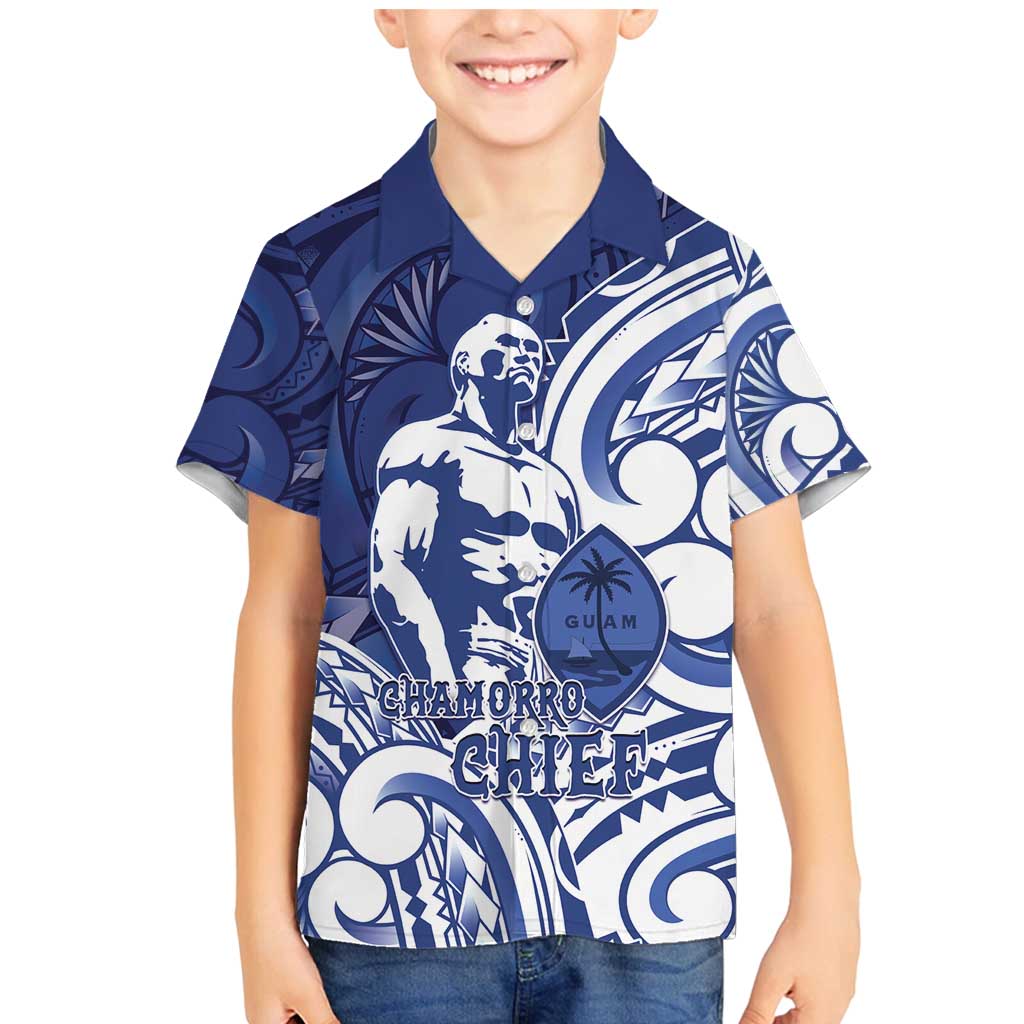 Guam Chief Kepuha Family Matching Mermaid Dress and Hawaiian Shirt Chamorro Pride LT05 Son's Shirt Blue - Polynesian Pride
