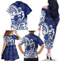 Guam Chief Kepuha Family Matching Off The Shoulder Long Sleeve Dress and Hawaiian Shirt Chamorro Pride LT05 - Polynesian Pride
