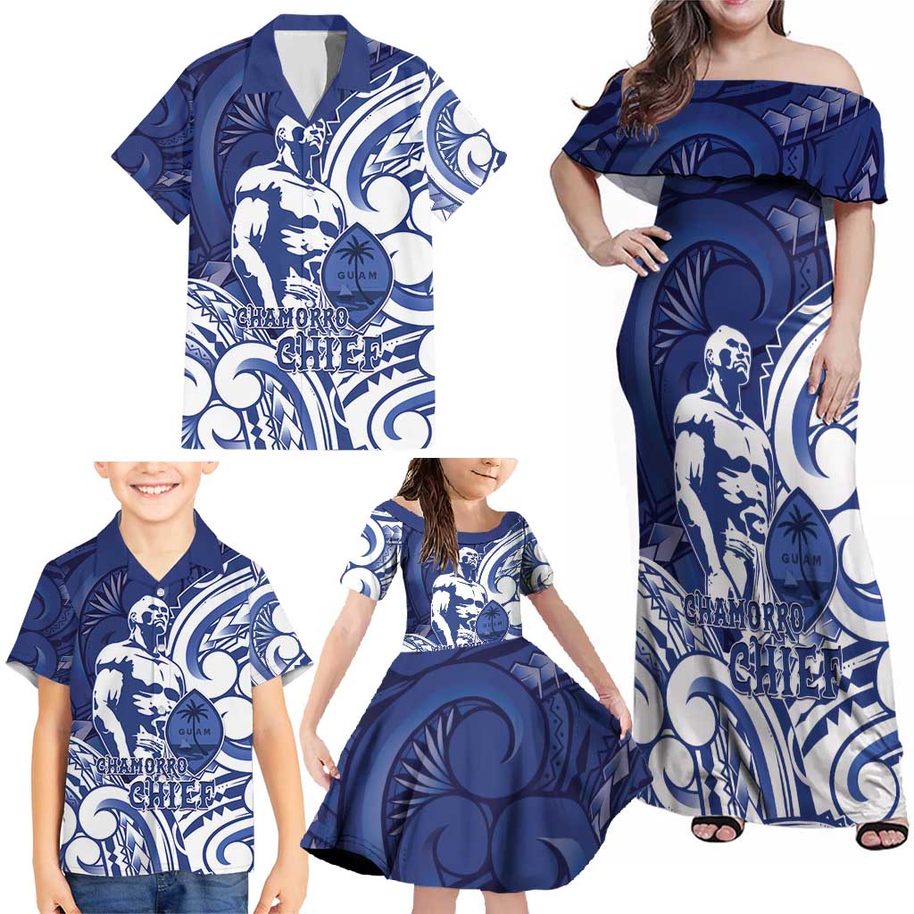 Guam Chief Kepuha Family Matching Off Shoulder Maxi Dress and Hawaiian Shirt Chamorro Pride LT05 - Polynesian Pride
