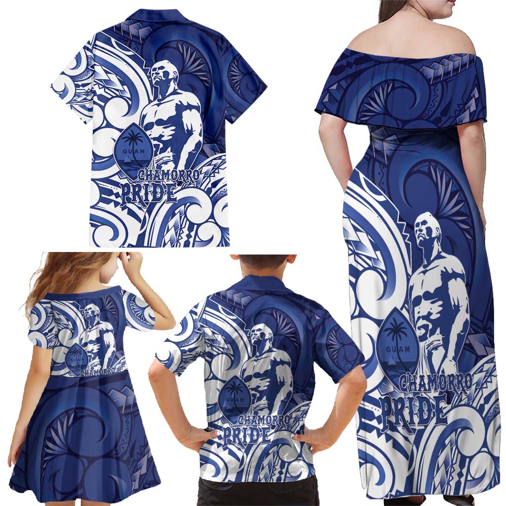 Guam Chief Kepuha Family Matching Off Shoulder Maxi Dress and Hawaiian Shirt Chamorro Pride LT05 - Polynesian Pride