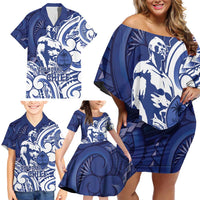 Guam Chief Kepuha Family Matching Off Shoulder Short Dress and Hawaiian Shirt Chamorro Pride LT05 - Polynesian Pride