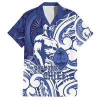 Guam Chief Kepuha Family Matching Short Sleeve Bodycon Dress and Hawaiian Shirt Chamorro Pride LT05 Dad's Shirt - Short Sleeve Blue - Polynesian Pride