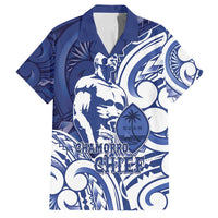 Guam Chief Kepuha Family Matching Summer Maxi Dress and Hawaiian Shirt Chamorro Pride LT05 Dad's Shirt - Short Sleeve Blue - Polynesian Pride