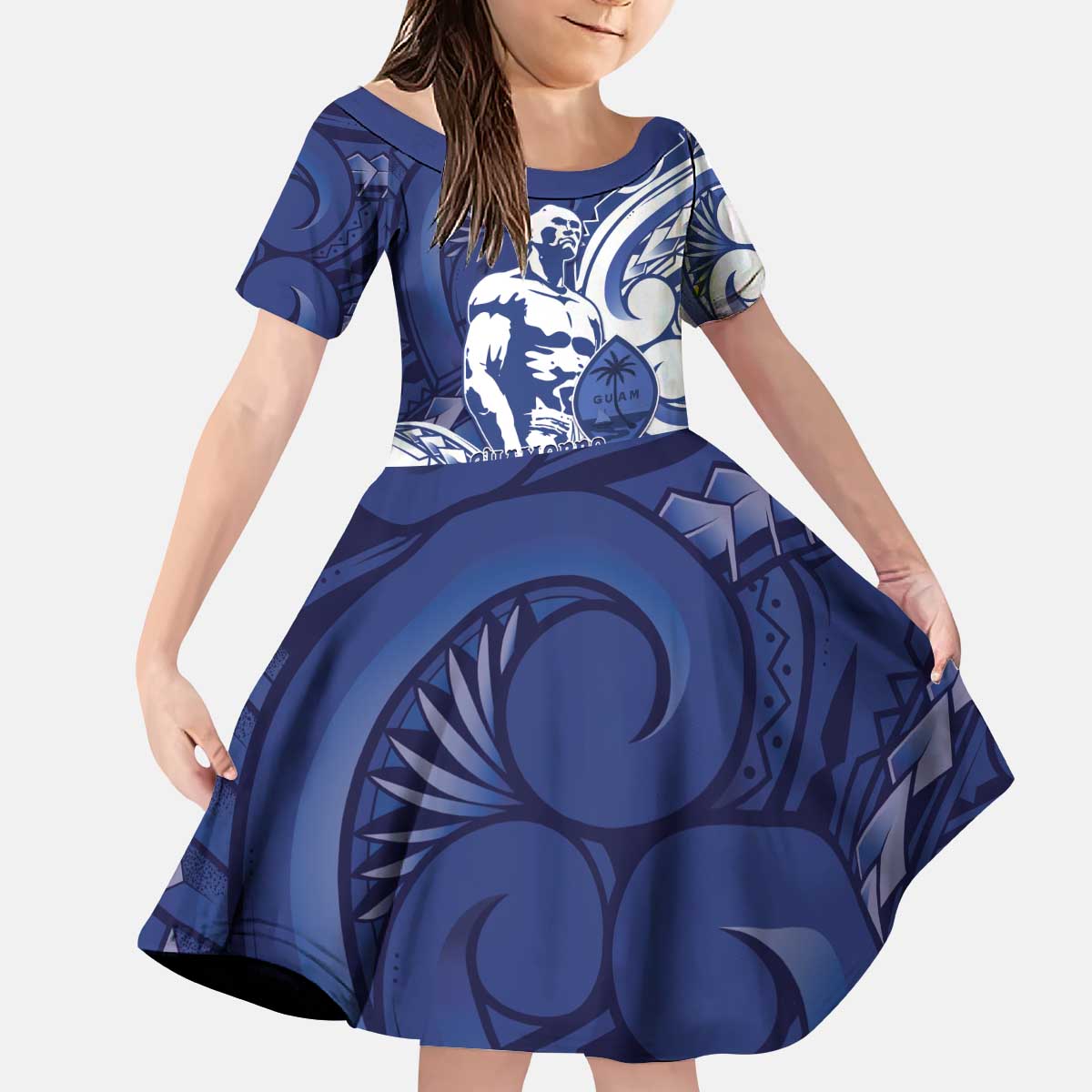Guam Chief Kepuha Kid Short Sleeve Dress Chamorro Pride LT05 KID Blue - Polynesian Pride