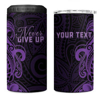 Personalised Lupus Warrior 4 in 1 Can Cooler Tumbler Never Give Up Polynesian Style