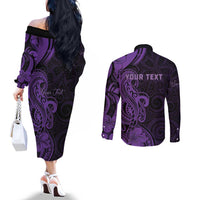 Personalised Lupus Warrior Couples Matching Off The Shoulder Long Sleeve Dress and Long Sleeve Button Shirt Never Give Up Polynesian Style