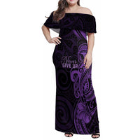 Personalised Lupus Warrior Family Matching Off Shoulder Maxi Dress and Hawaiian Shirt Never Give Up Polynesian Style LT05 Mom's Dress Purple - Polynesian Pride