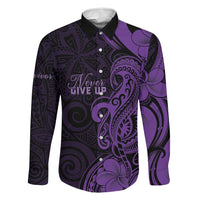 Personalised Lupus Warrior Family Matching Summer Maxi Dress and Hawaiian Shirt Never Give Up Polynesian Style LT05 Dad's Shirt - Long Sleeve Purple - Polynesian Pride