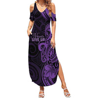 Personalised Lupus Warrior Family Matching Summer Maxi Dress and Hawaiian Shirt Never Give Up Polynesian Style LT05 Mom's Dress Purple - Polynesian Pride