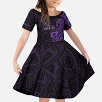 Personalised Lupus Warrior Kid Short Sleeve Dress Never Give Up Polynesian Style LT05 KID Purple - Polynesian Pride