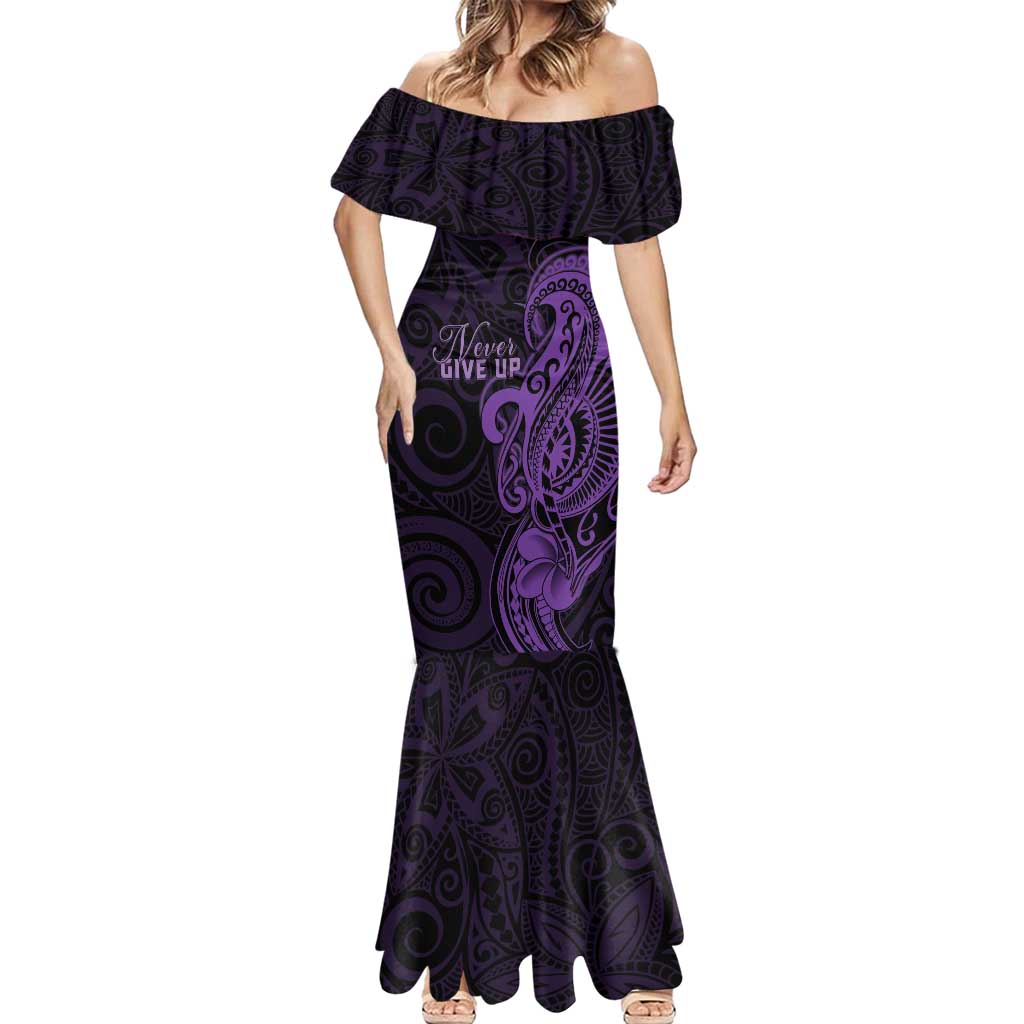 Personalised Lupus Warrior Mermaid Dress Never Give Up Polynesian Style