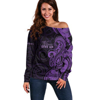 Personalised Lupus Warrior Off Shoulder Sweater Never Give Up Polynesian Style