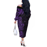 Personalised Lupus Warrior Off The Shoulder Long Sleeve Dress Never Give Up Polynesian Style