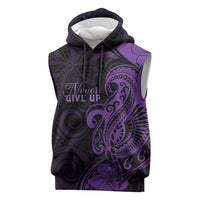 Personalised Lupus Warrior Sleeveless Hoodie Never Give Up Polynesian Style LT05 Purple - Polynesian Pride