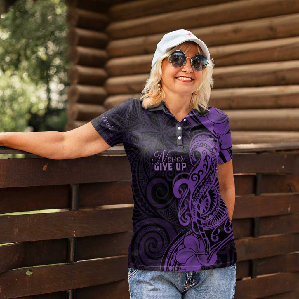 Personalised Lupus Warrior Women Polo Shirt Never Give Up Polynesian Style
