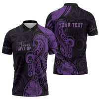 Personalised Lupus Warrior Zipper Polo Shirt Never Give Up Polynesian Style LT05 - Polynesian Pride
