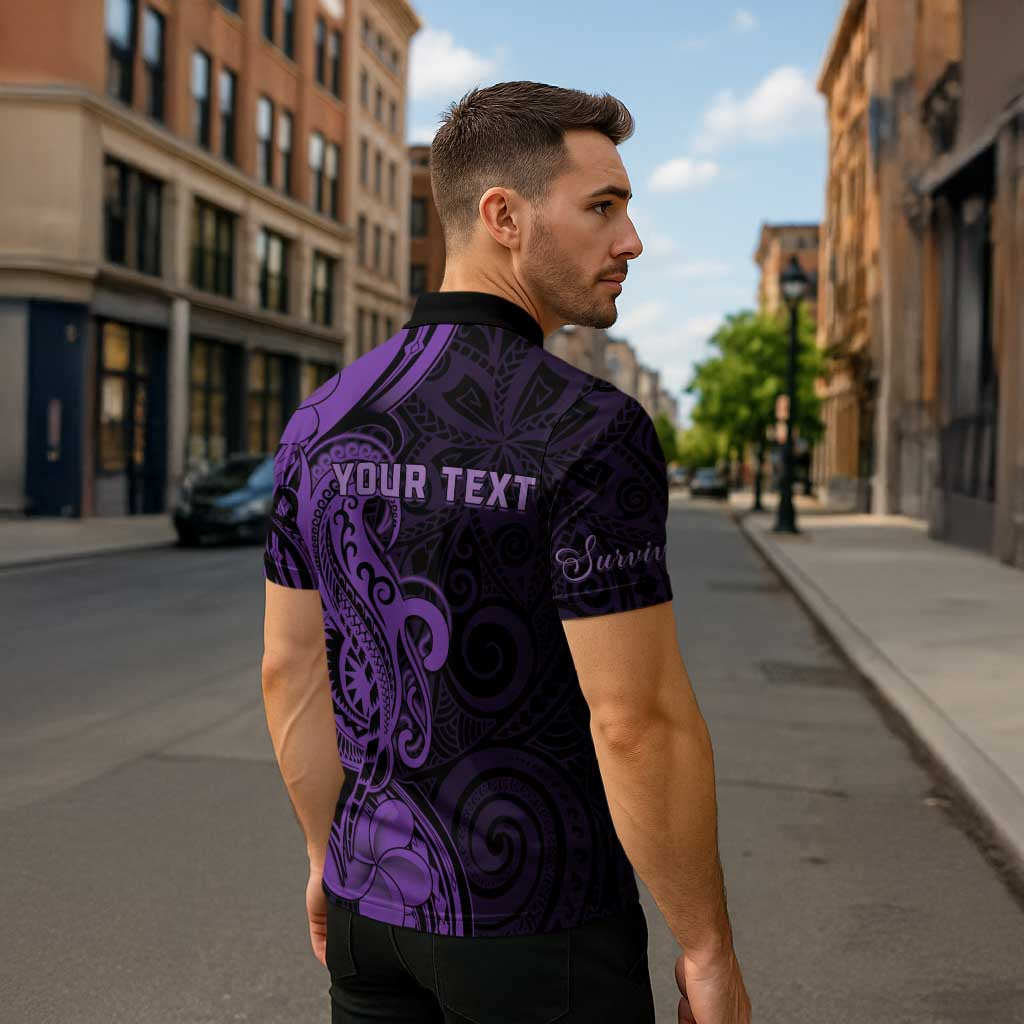 Personalised Lupus Warrior Zipper Polo Shirt Never Give Up Polynesian Style LT05 - Polynesian Pride