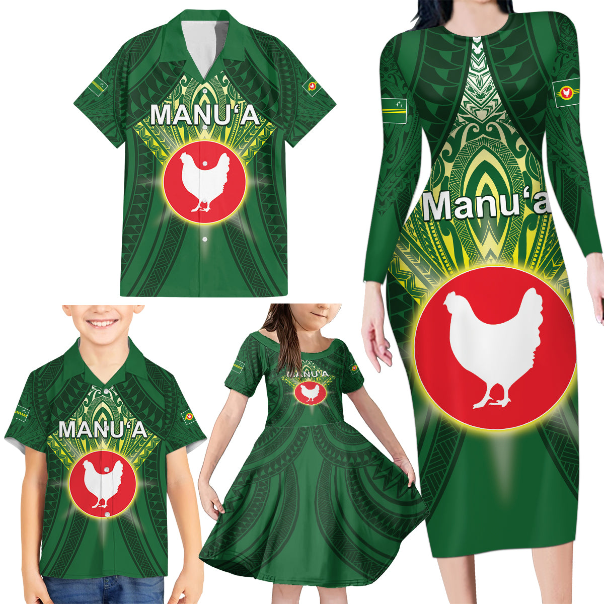 Personalized American Samoa Manu'a Cession Day Family Matching Long Sleeve Bodycon Dress and Hawaiian Shirt With Polynesian Pattern LT05 - Polynesian Pride