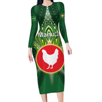 Personalized American Samoa Manu'a Cession Day Family Matching Long Sleeve Bodycon Dress and Hawaiian Shirt With Polynesian Pattern LT05 Mom's Dress Green - Polynesian Pride