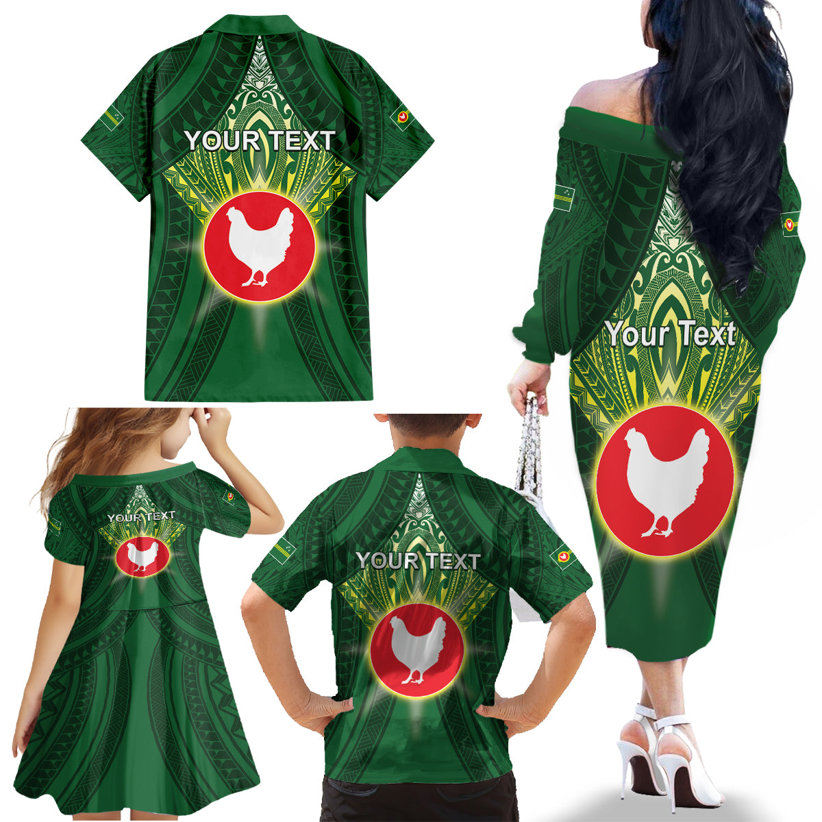 Personalized American Samoa Manu'a Cession Day Family Matching Off The Shoulder Long Sleeve Dress and Hawaiian Shirt With Polynesian Pattern LT05 - Polynesian Pride